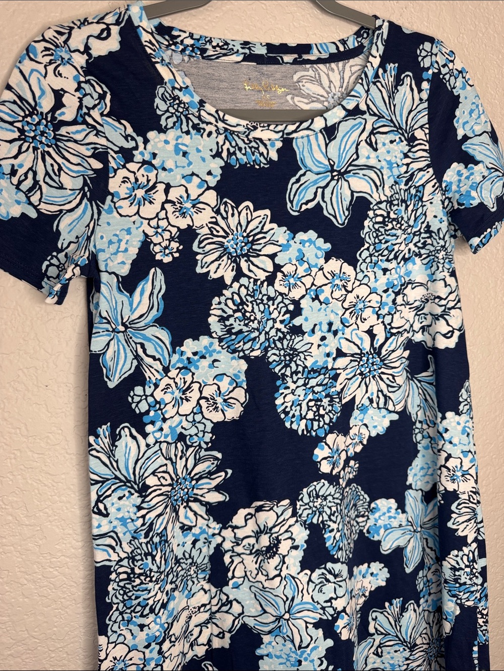 Lilly Pulitzer Cody Dress Low Tide Navy Bouquet All Day XS Cotton Shift Floral - Picture 4 of 6